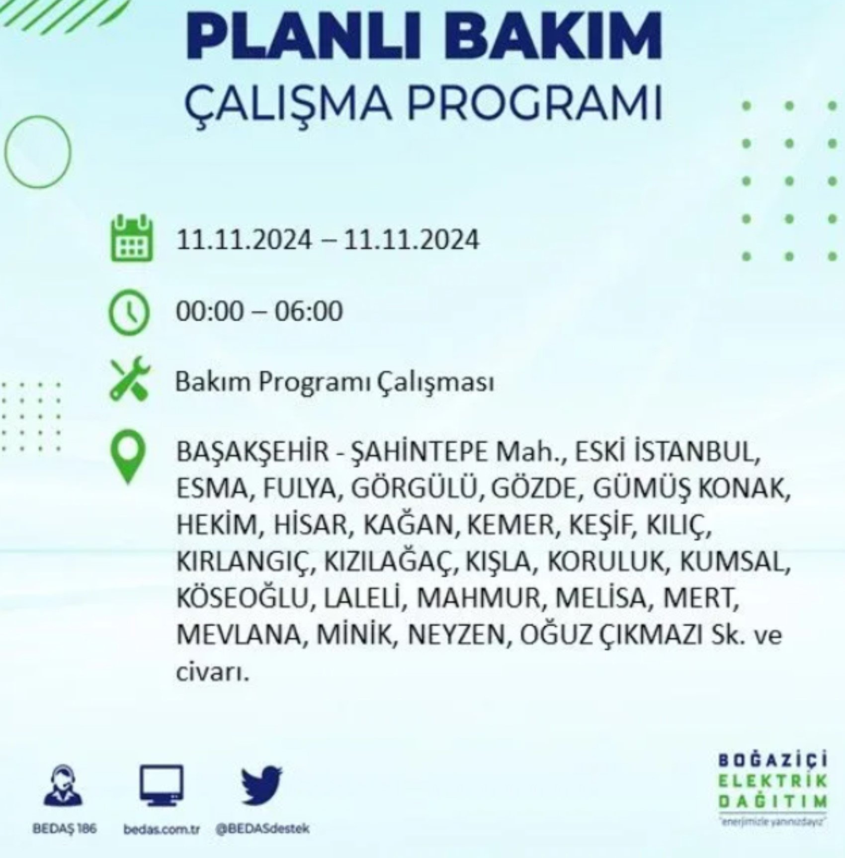 11 Kasim Istanbul Elektrik Kesintisi 30