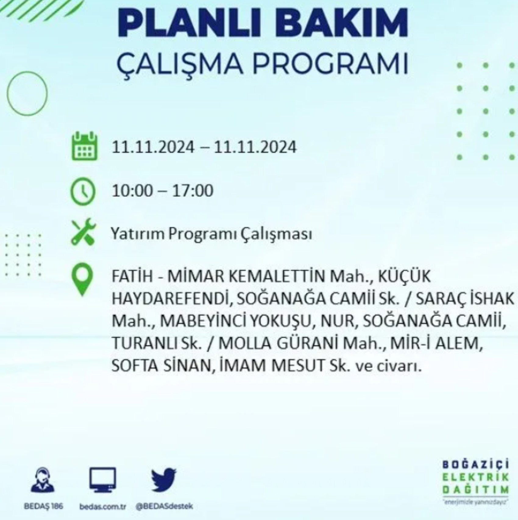 11 Kasim Istanbul Elektrik Kesintisi 58