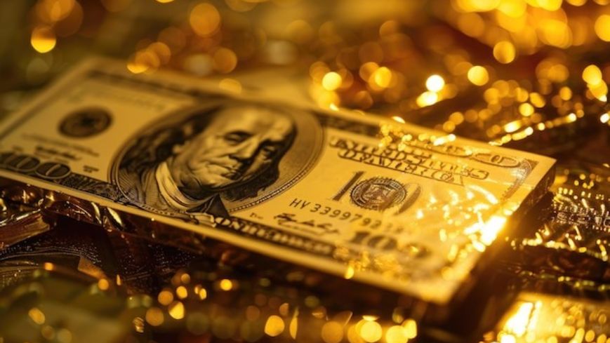 Photo Golden Us Dollar Usd 12572-1